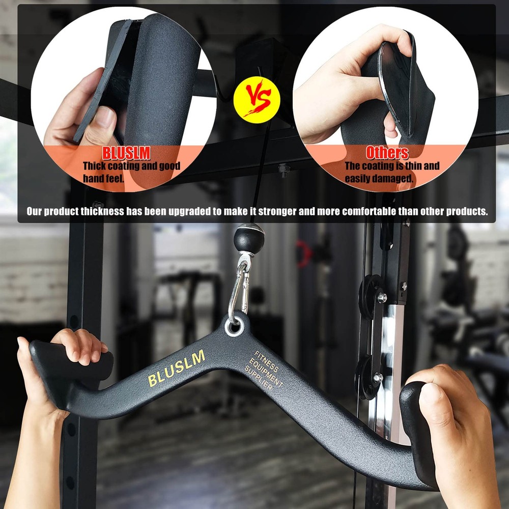 BLUSLM LAT Pull Down Bar for Cable Machine, LAT Pulldown Attachments T-bar V-...