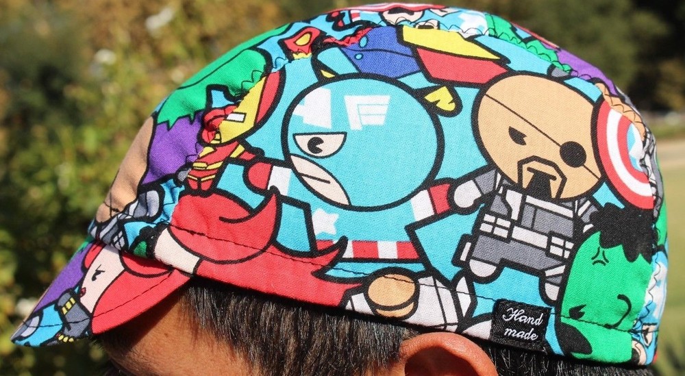 CYCLING CAP MARVEL COMIC 100% COTTON ONE SIZE HANDMADE