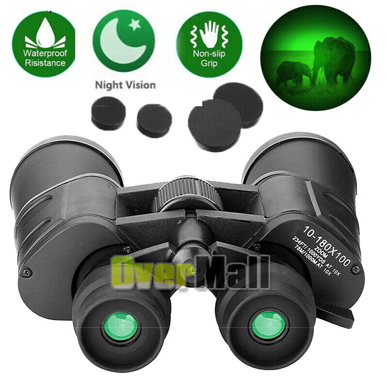 180X100 High Powered Compact Binoculars Waterproof Low Light Vision Carry Case