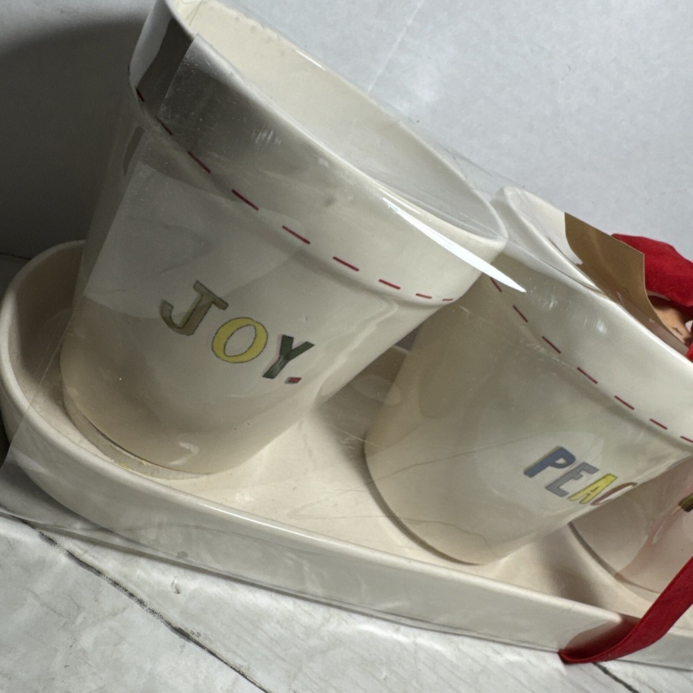 Rae Dunn Joy Peace & Merry Planter Set