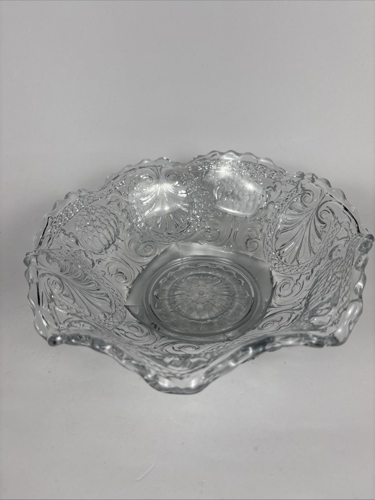EAPG Clear Lotus Flower Pattern Bowl 9” Diameter