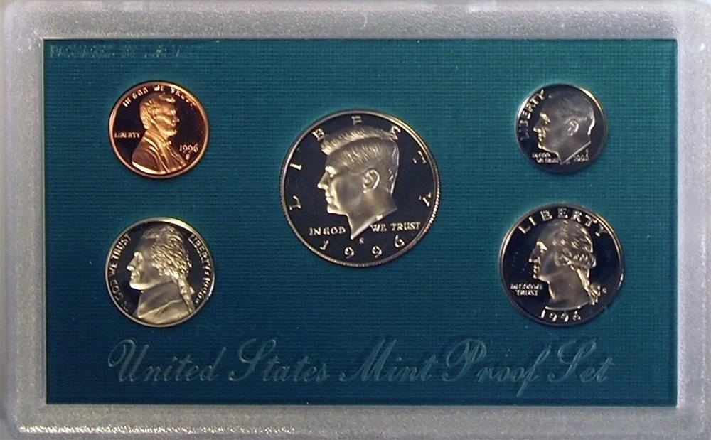 Authentic 1996 U.S. Proof Set - 5 Round Coins in  Mint Packaging