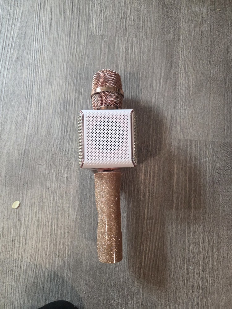 Gold Glitter Wireless Karaoke Microphone Handheld with USB Charging