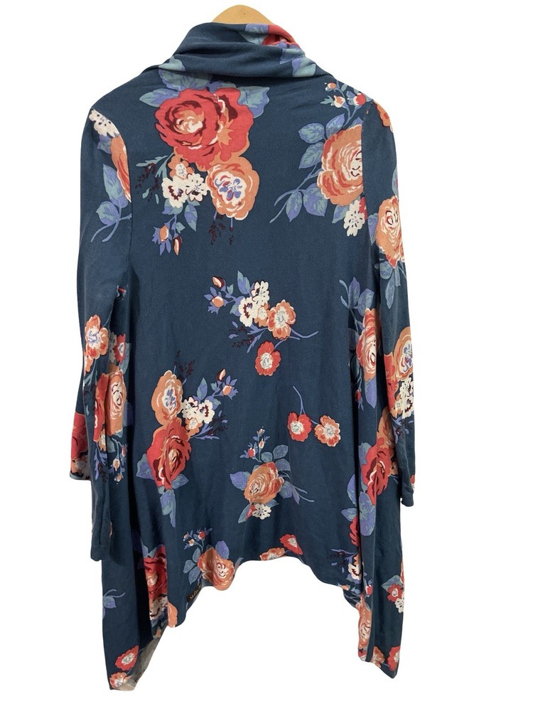 Matilda Jane Womens Medium Floral Cardigan Blue Boho Open Front Drape
