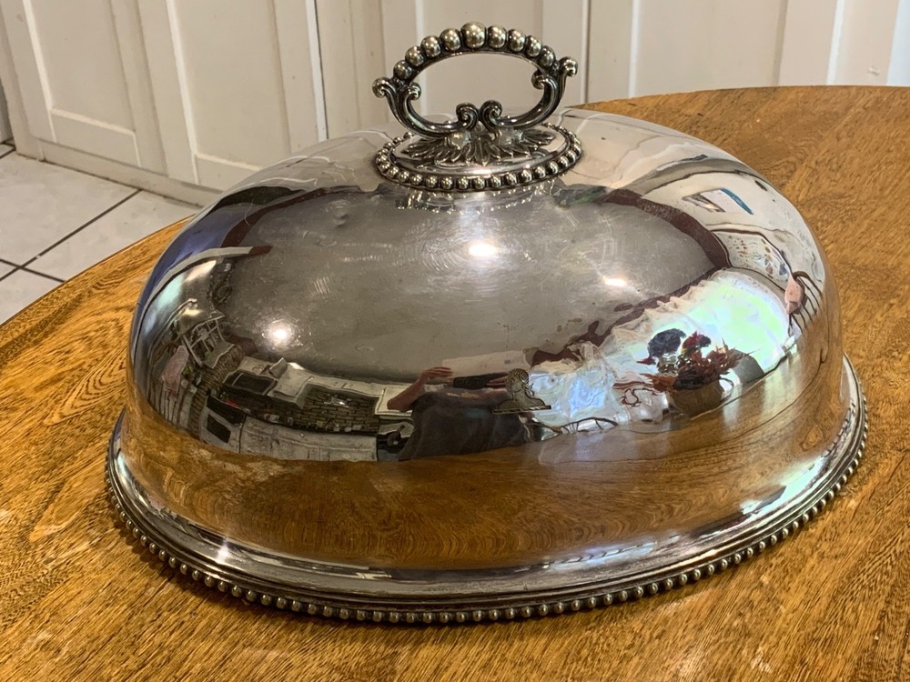 Large Antique Silver-Plated Meat Dome - AS IS