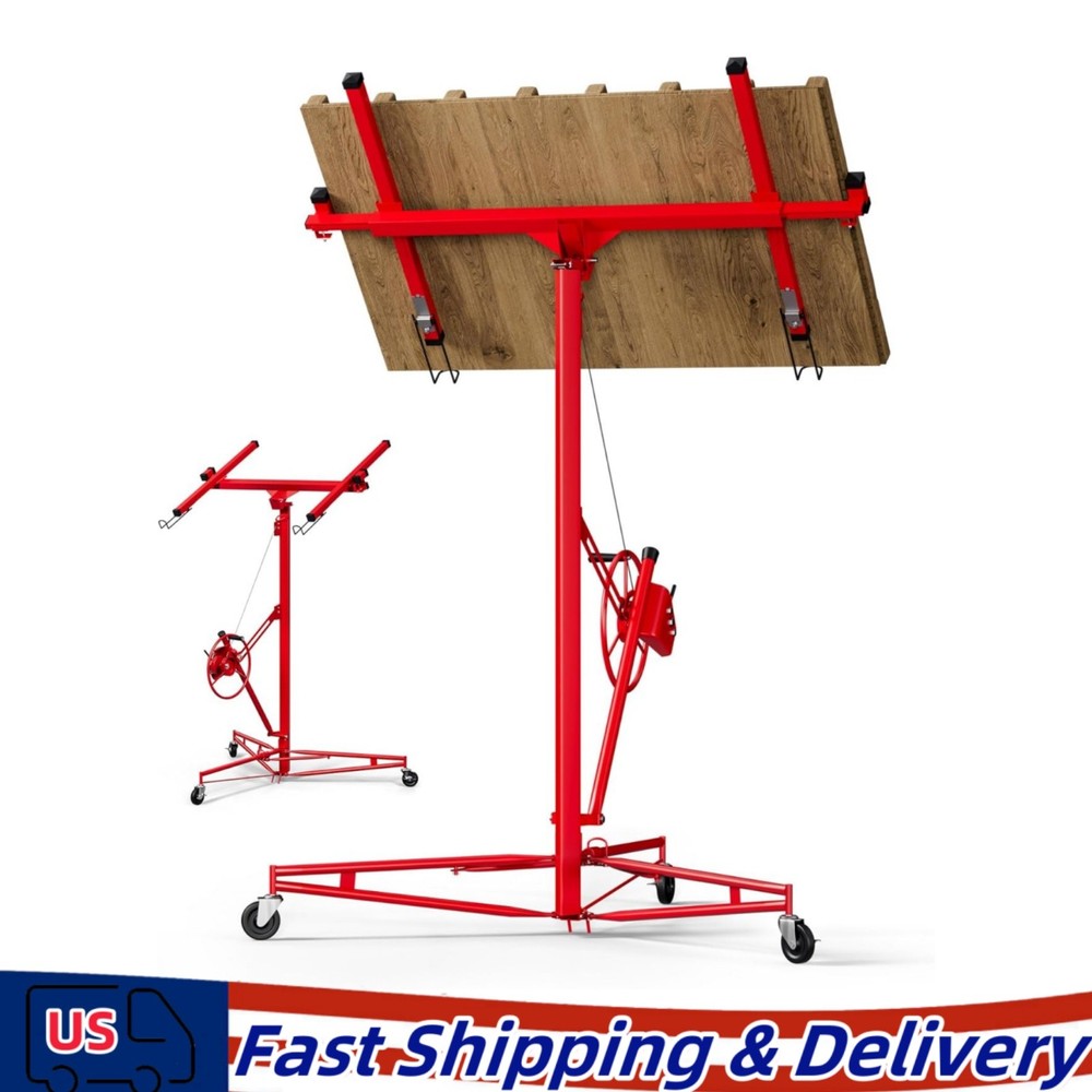 16FT Drywall Lifter Panel Hoist Jack Rolling Caster Construction Lockable 150lbs
