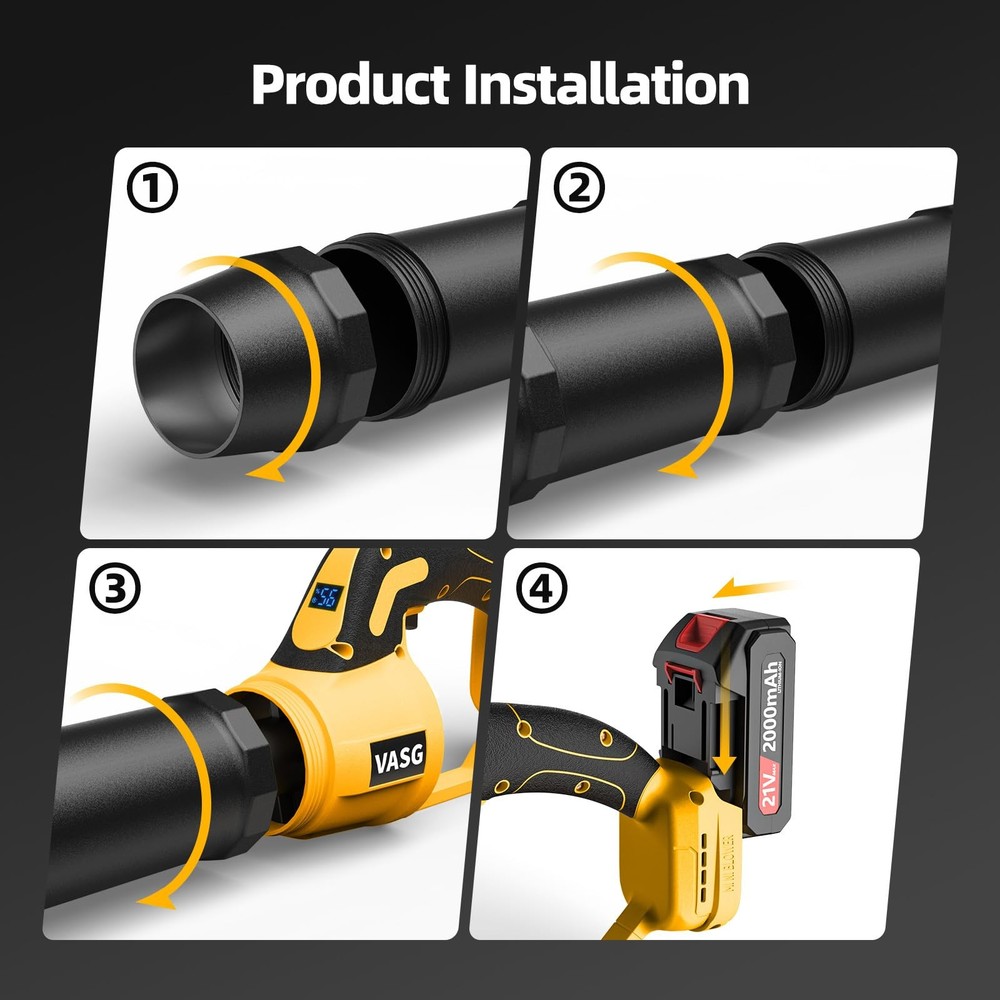 Leaf Blower Cordless – Lightweight Handheld Electric Leaf Blower with Variabl...