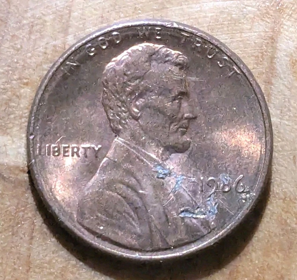 1986 Lincoln Memorial Cent Lamination Error
