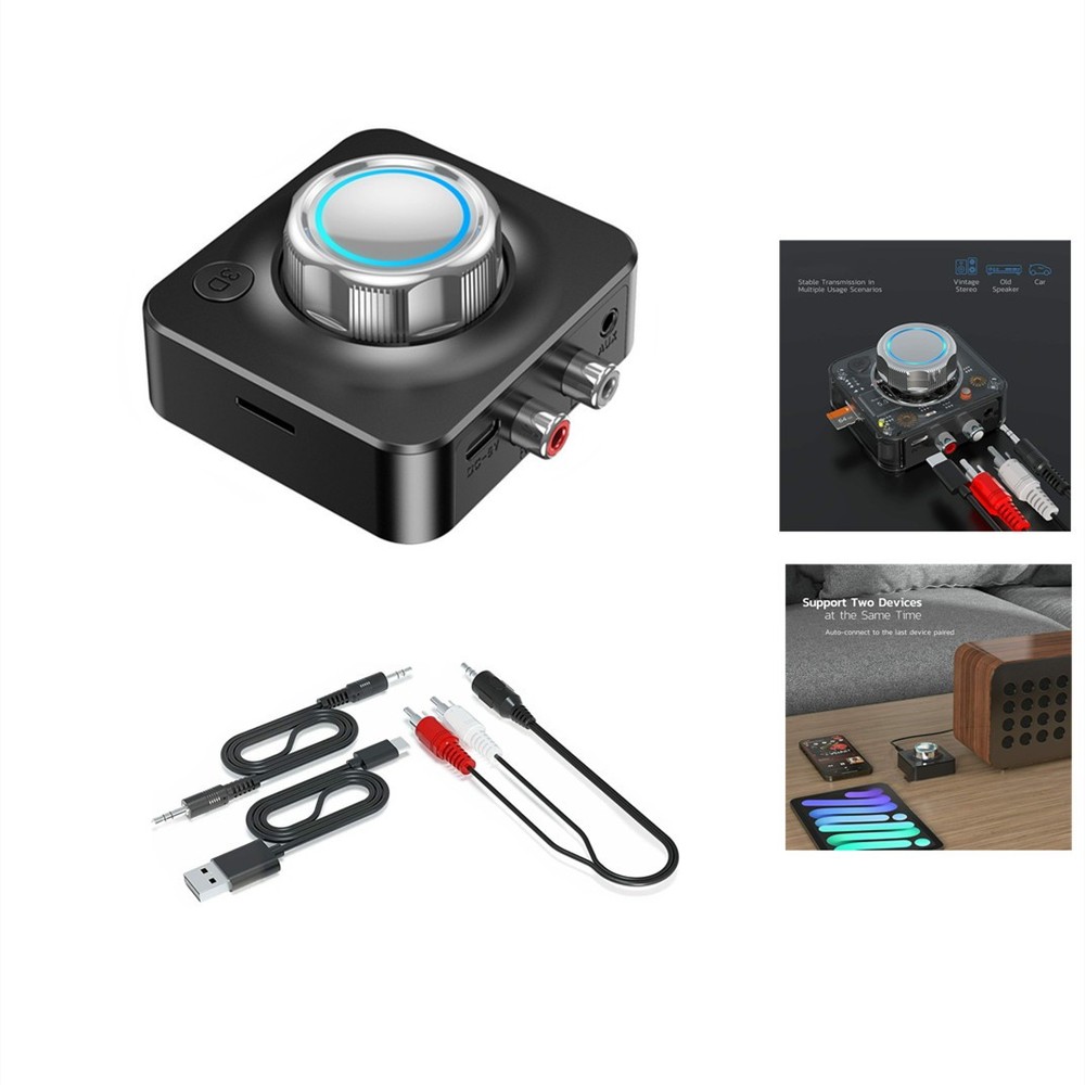 2-in-1 Wireless Bluetooth V5 Aux Audio Receiver Receiver TF Card Reader E