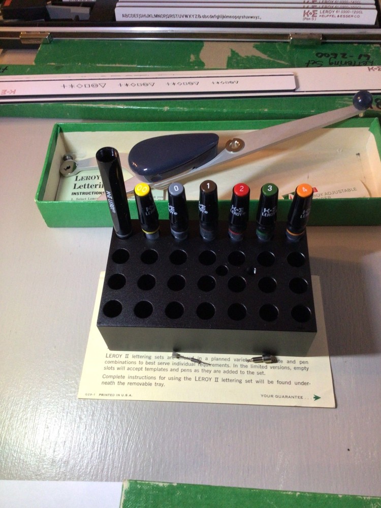 K & E LEROY II Vintage Lettering Set, Engineering, Drafting Tools, Plus Extras!