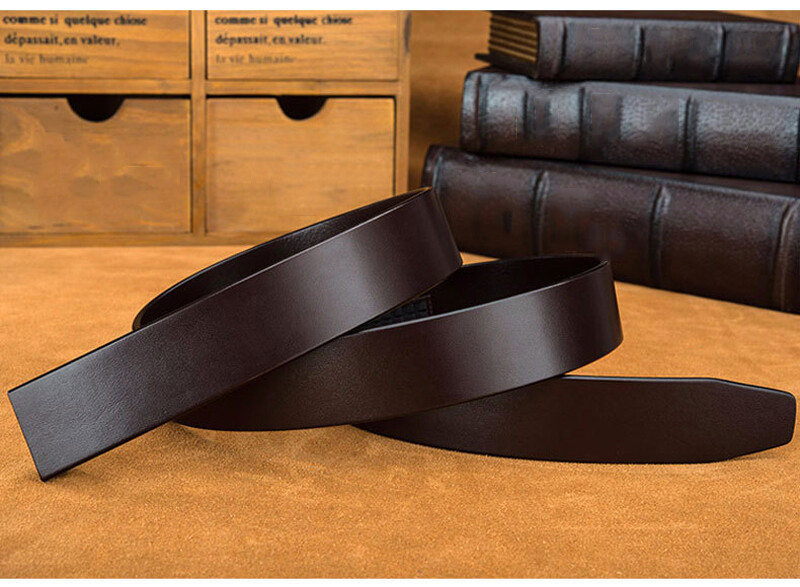 Replacement One Piece Genuine Leather Belt Automatic Strap Without Buckle 35mm