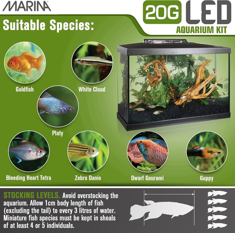 Aquarium Kit 20 Gallon Fish Tank - LED