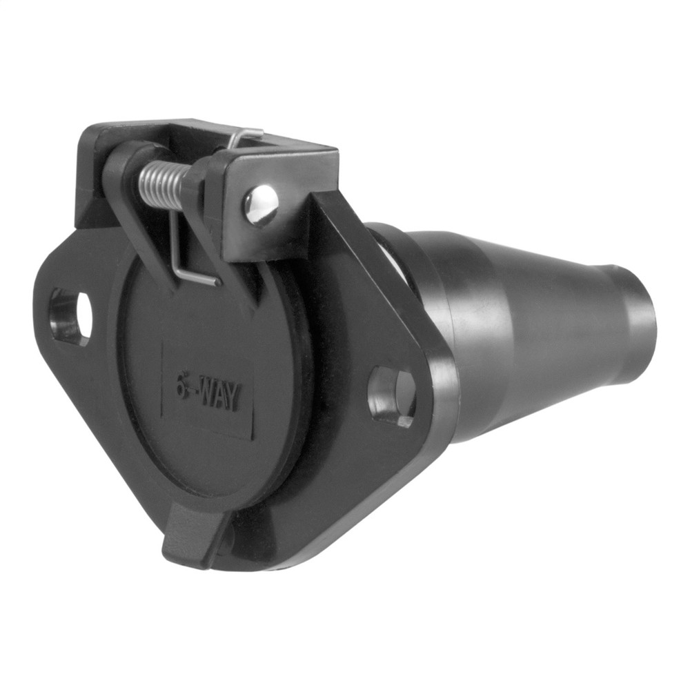 CURT 58130 6-Way Round Connector Socket (Vehicle Side, Black Plastic)