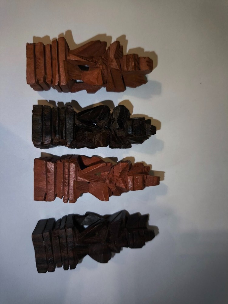 Hand Carved Wooden Aztec Chess Set Checkers (missing 4 checkers)
