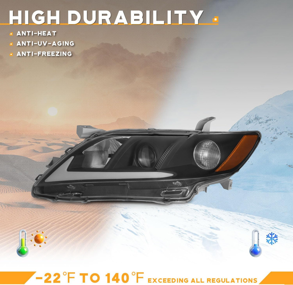 DRL Headlights for 2007-2009 Toyota Camry US Version, Headlight Assemblies for 2