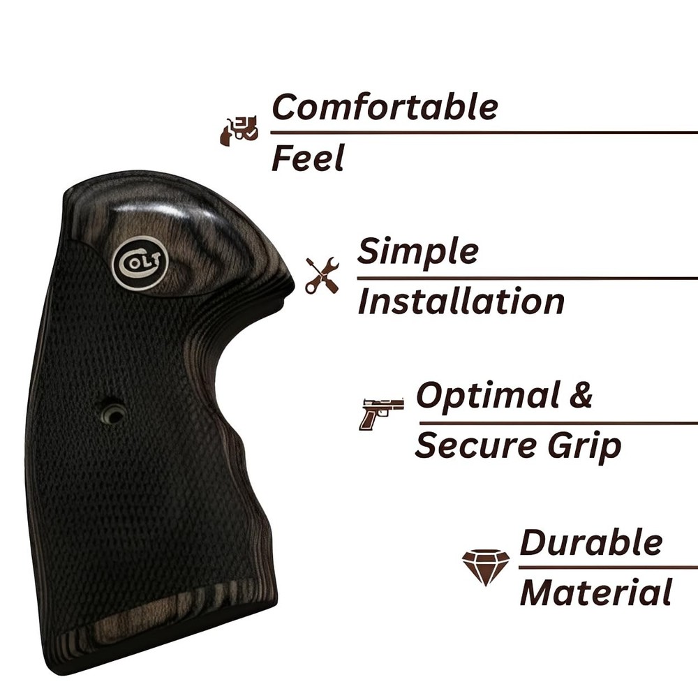 Colt Python Black Rosewood Grips Black Medallion with Silver COLT Letters