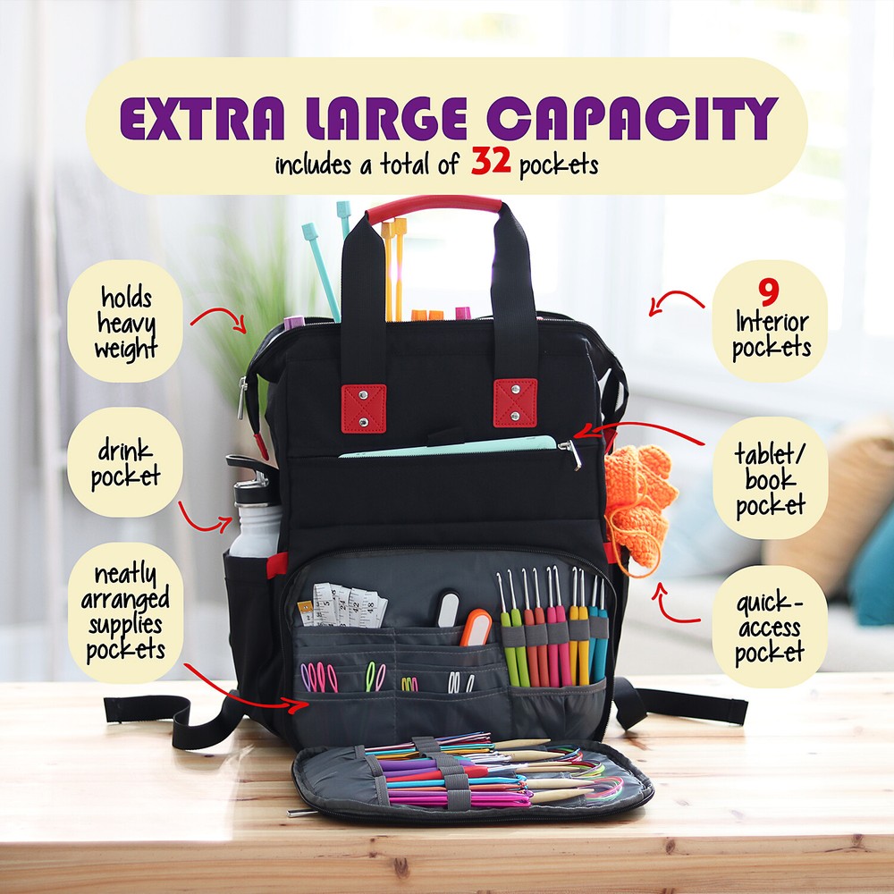 Beginner Crochet Kit with Backpack, Crochet Starter Kit with Yarns, tools & More