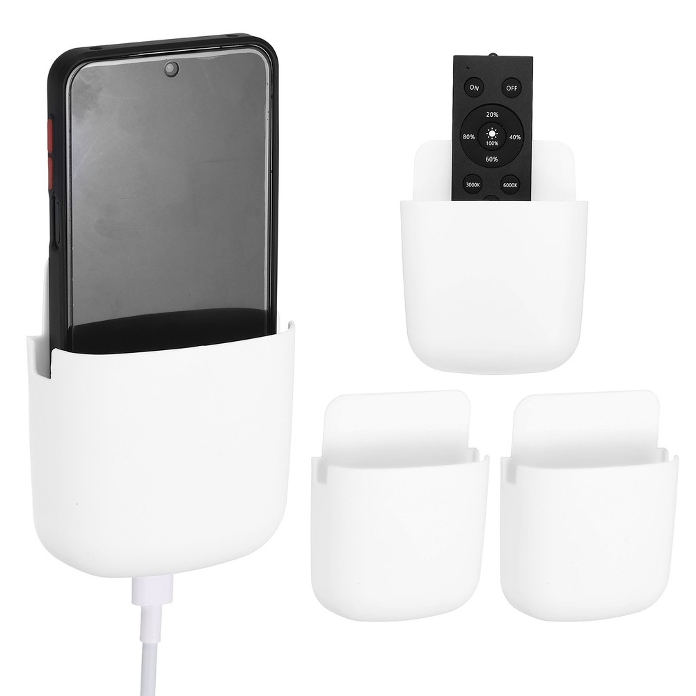 4pcs for wall remote control holder, adhesive remote control holder, white