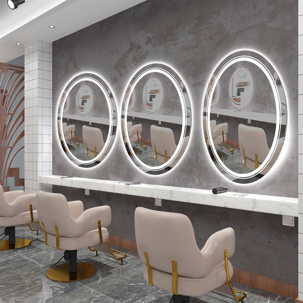 Oval LED Bathroom Mirror Antifog Wall Vanity Illuminated Mirror Dimmable Touch