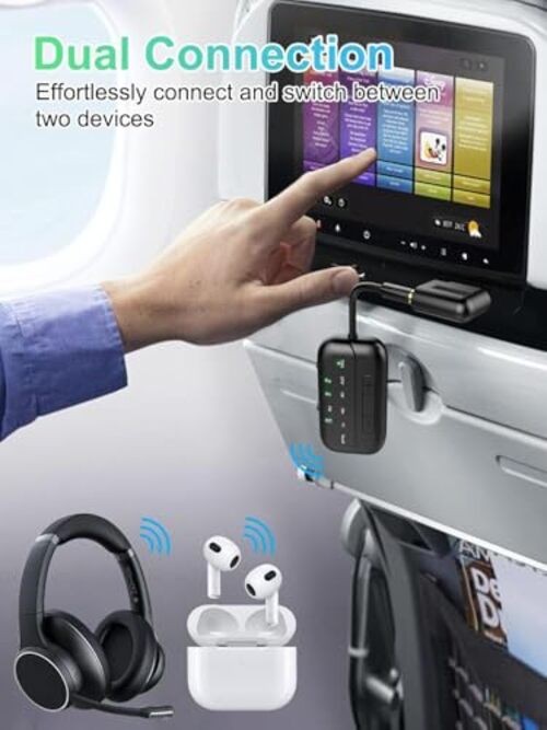 2026 Pro Bluetooth 5.4 Transmitter Receiver with Qualcomm Chipset,2-in-1 Black