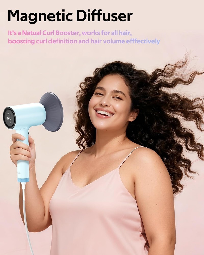 Professional Hair Dryer with Diffuser Fast Drying Anti-Static Self-Cleaning