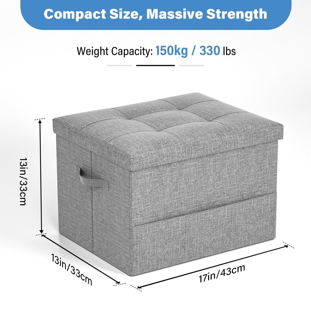 Storage Ottoman Foot Rest Stool, Foldable Foot Rest Stool with Thicker Foam P...