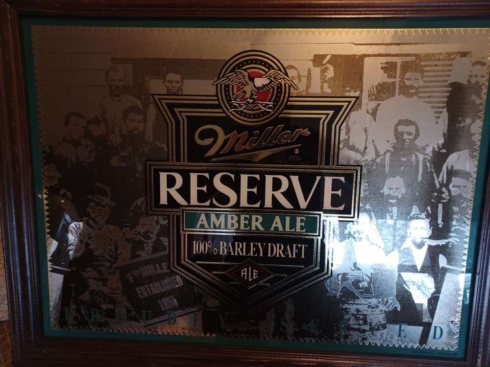 Miller Amber ale reserve decorative mirror, 32"×24"