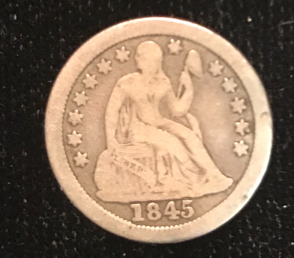 1845-o Seated dime , vg +, fine , scarce date