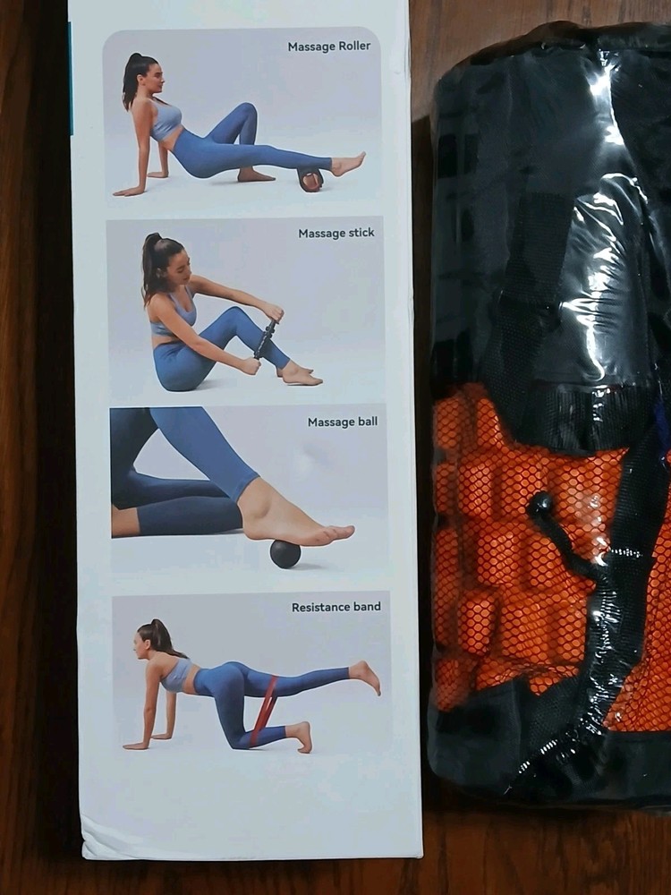 NEW KrightLink 5 In 1 Deep Tissue Foam Roller Set (Orange)