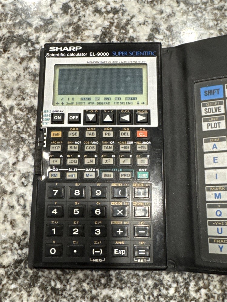 SHARP EL-9000 Super Scientific Calculator Graphic Programmable Works Dark Screen