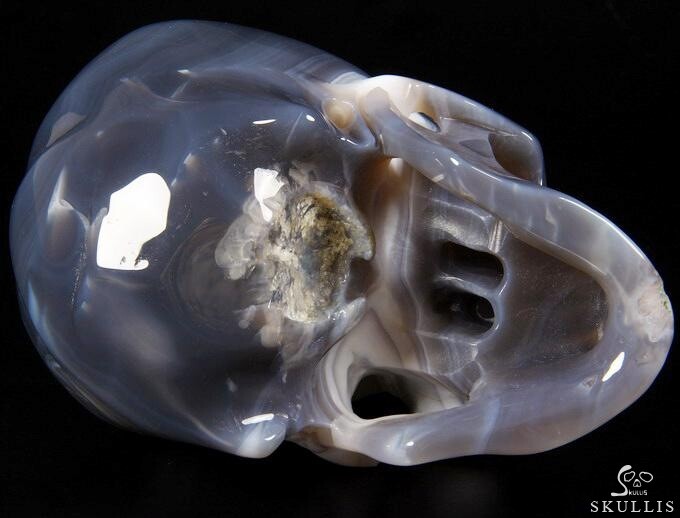 Unique Geode Huge 6.2" Agate Carved Crystal Skull