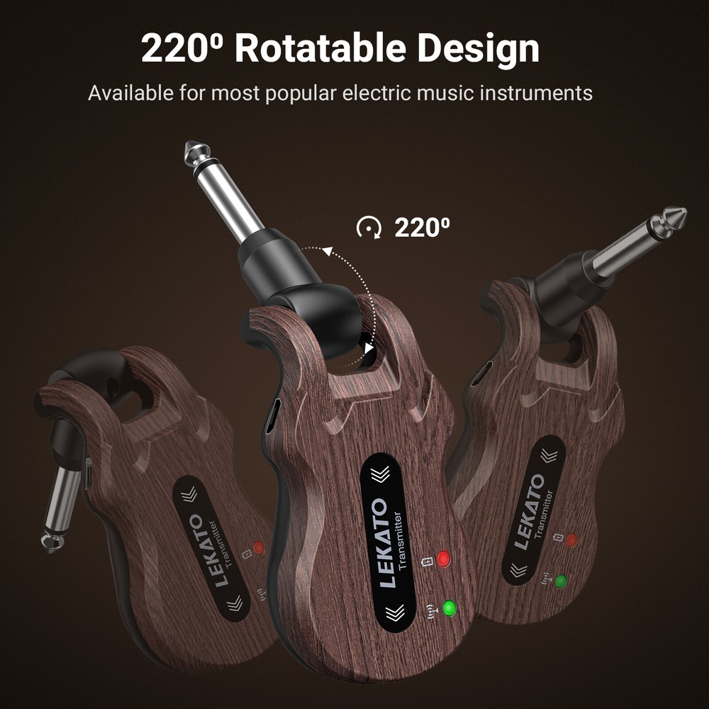 LEKATO Wireless Guitar Transmitter Receiver System 5.8GHz No-interference 100ft