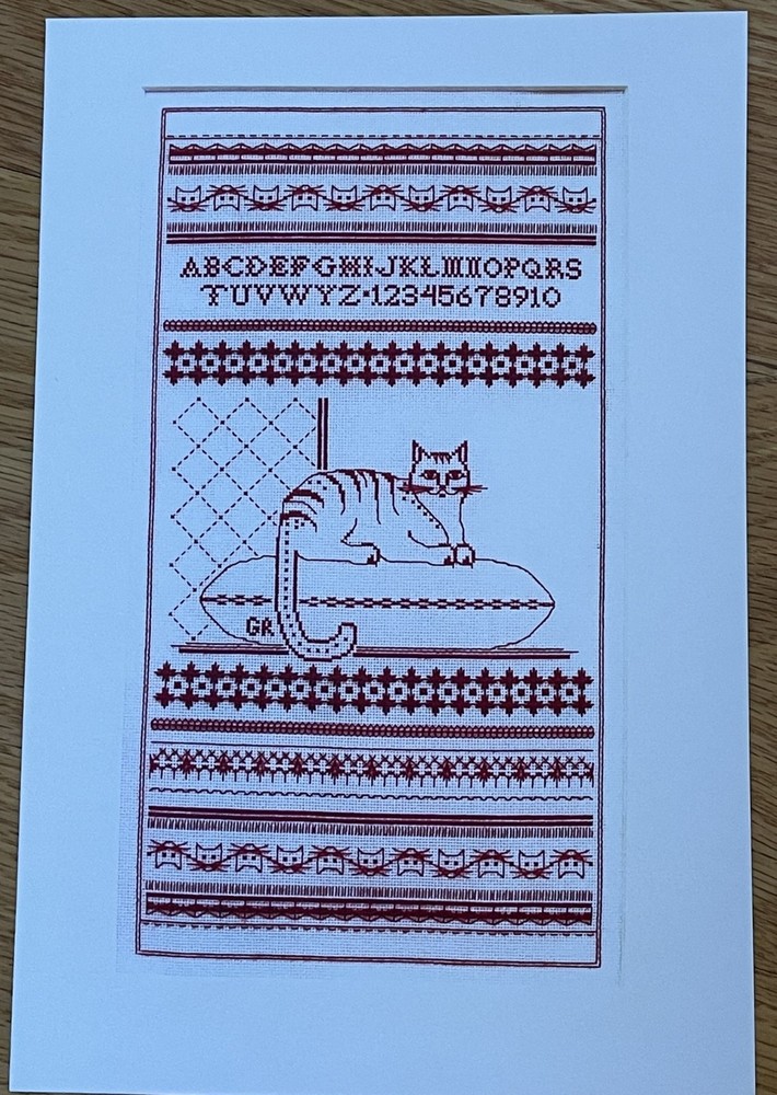 Gay Ann Rogers Redwork Cat pattern only
