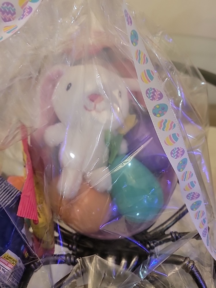 Spider Tray & Big Plastic Egg Easter Basket Set w/ Candy+ Plastic Small Eggs