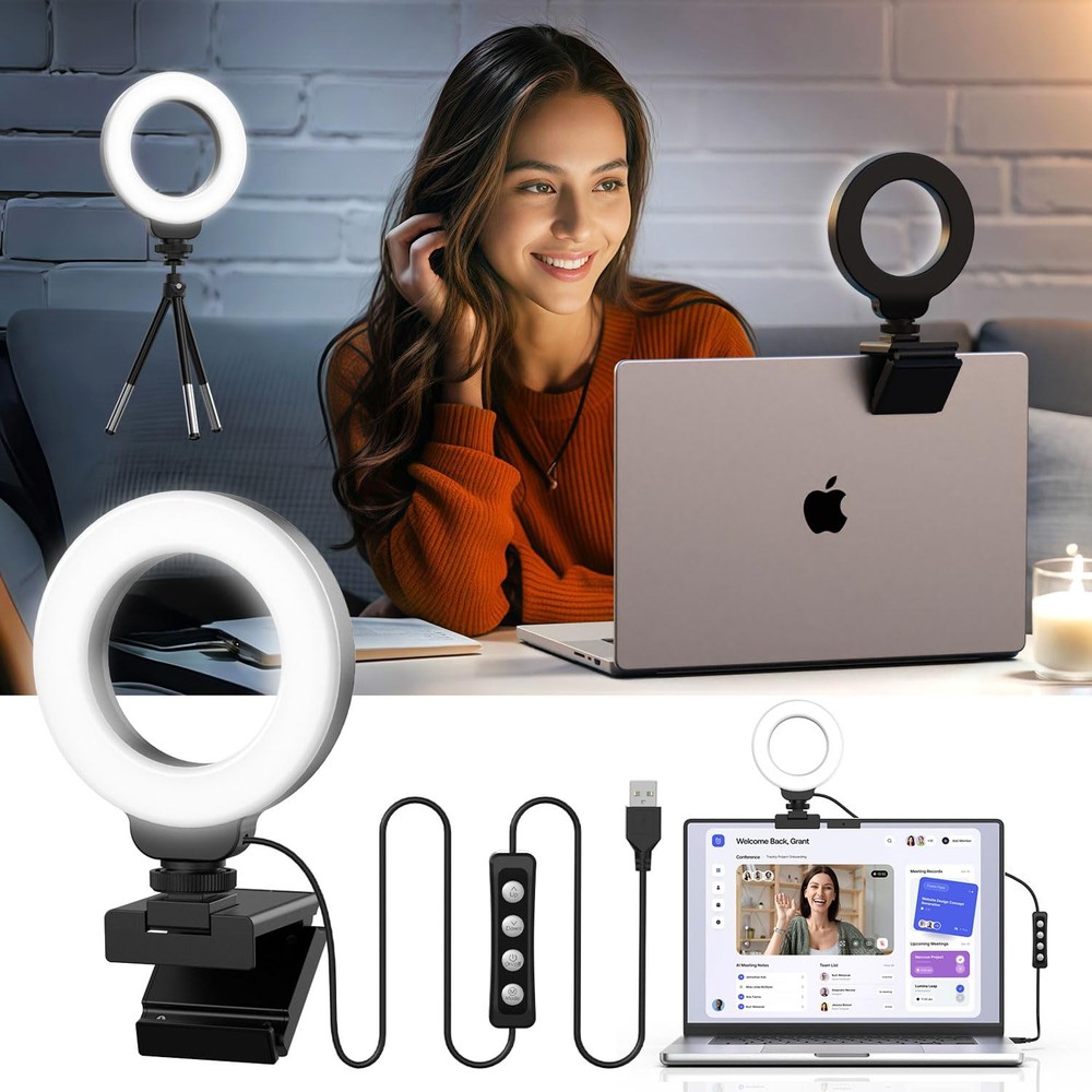 FDKOBE Ring Light for Laptop/Computer,Zoom Call, 4'' Small Video 4inch01