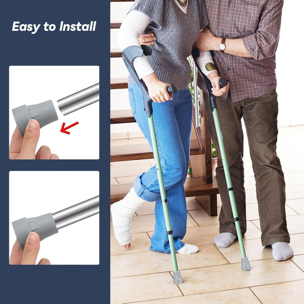 6PCS 7/8" Non-Skid Rubber Crutch Tips Gray