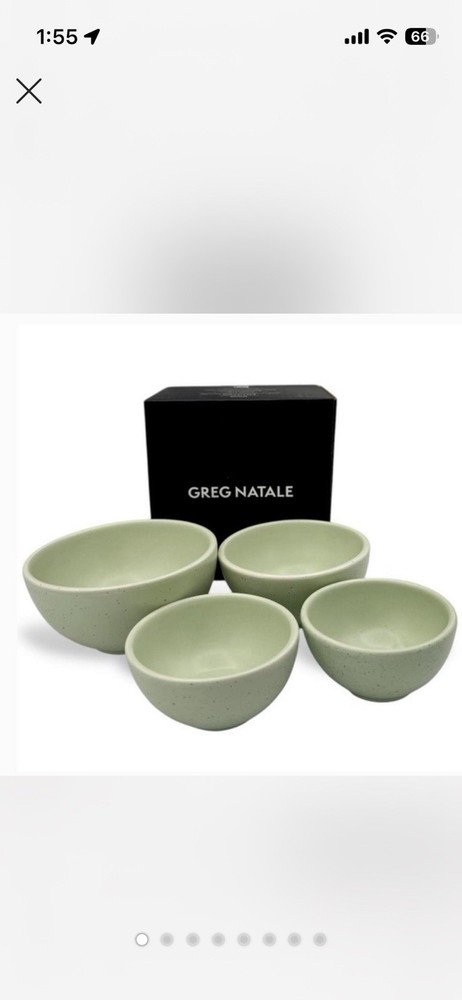Greg Natale Ceramic Measuring Cup Set Speckled Light Green Nesting 4 Piece
