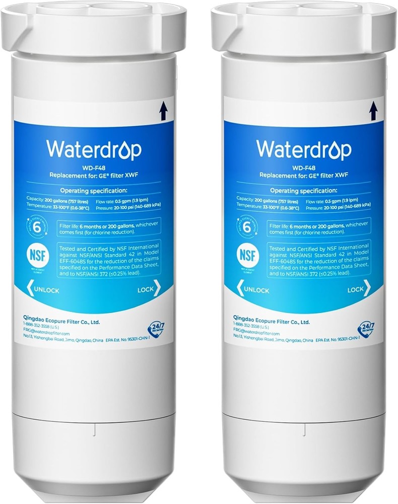 Waterdrop XWF Water Filter for GE® XWF Refrigerator Replacement for GE® XWF (2)