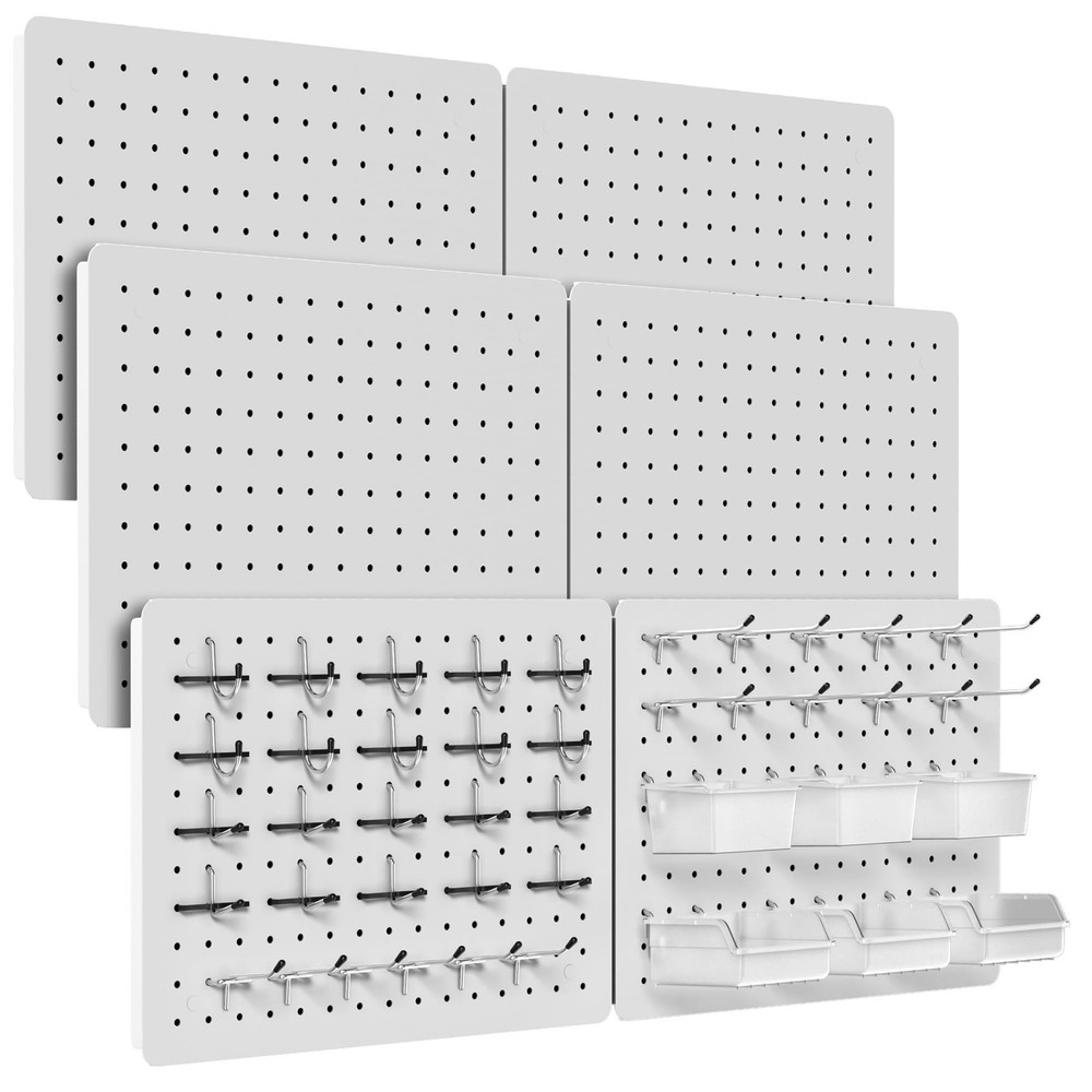 Peg Board for Tools, 6 Pack Metal Pegboard Wall Organizer with Hooks,16"×12
