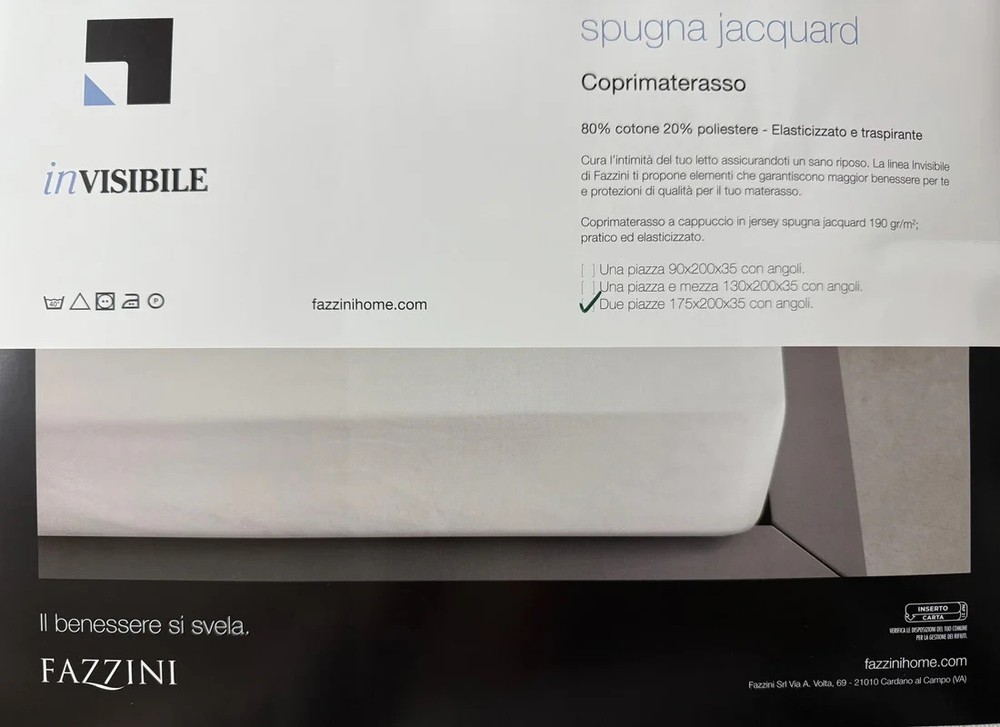 Fazzini Jacquard Jersey Mattress Protector Cover, White, Elasticized