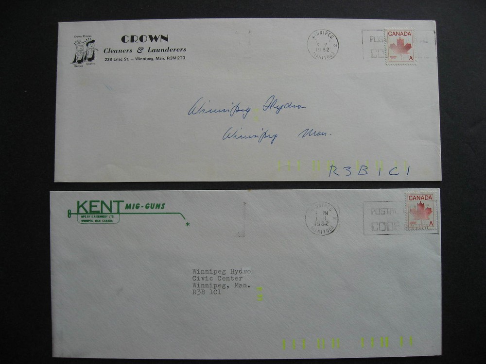 Canada 1 bar tag error left and right on 2 covers, Sc 907 A stamp