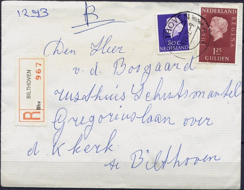 Cover Netherlands, 1972. Bilthoven.   Registered