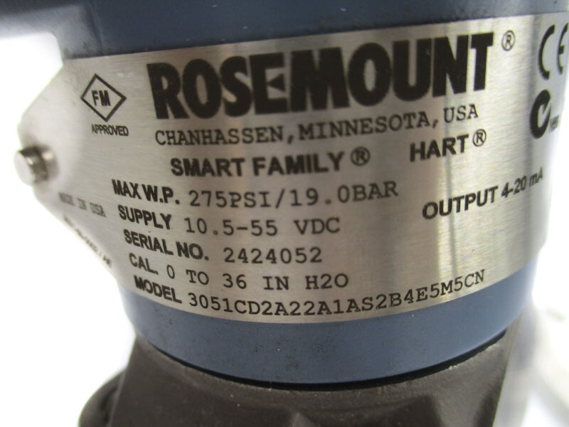 ROSEMOUNT 3051CD2A22A1AS2B4E5M5CN 10.5-55VDC 275PSI NSMP
