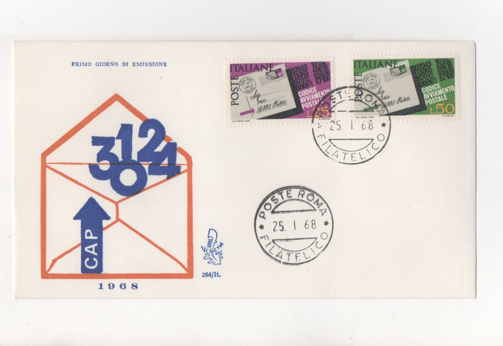 REPUBLIC - FDC - 1968 - CODE - START-UP - POSTAL - VENETO - II