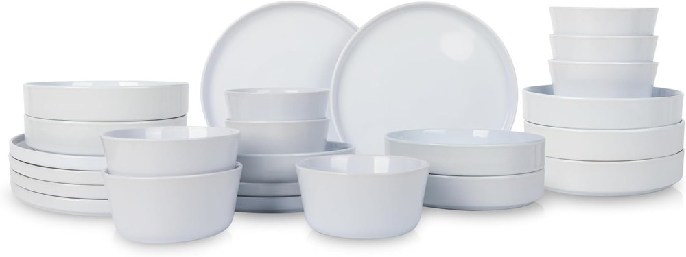 Celina Modern Stoneware 16-Piece Dinnerware Set Cereal & Dinner Bowls Dinner