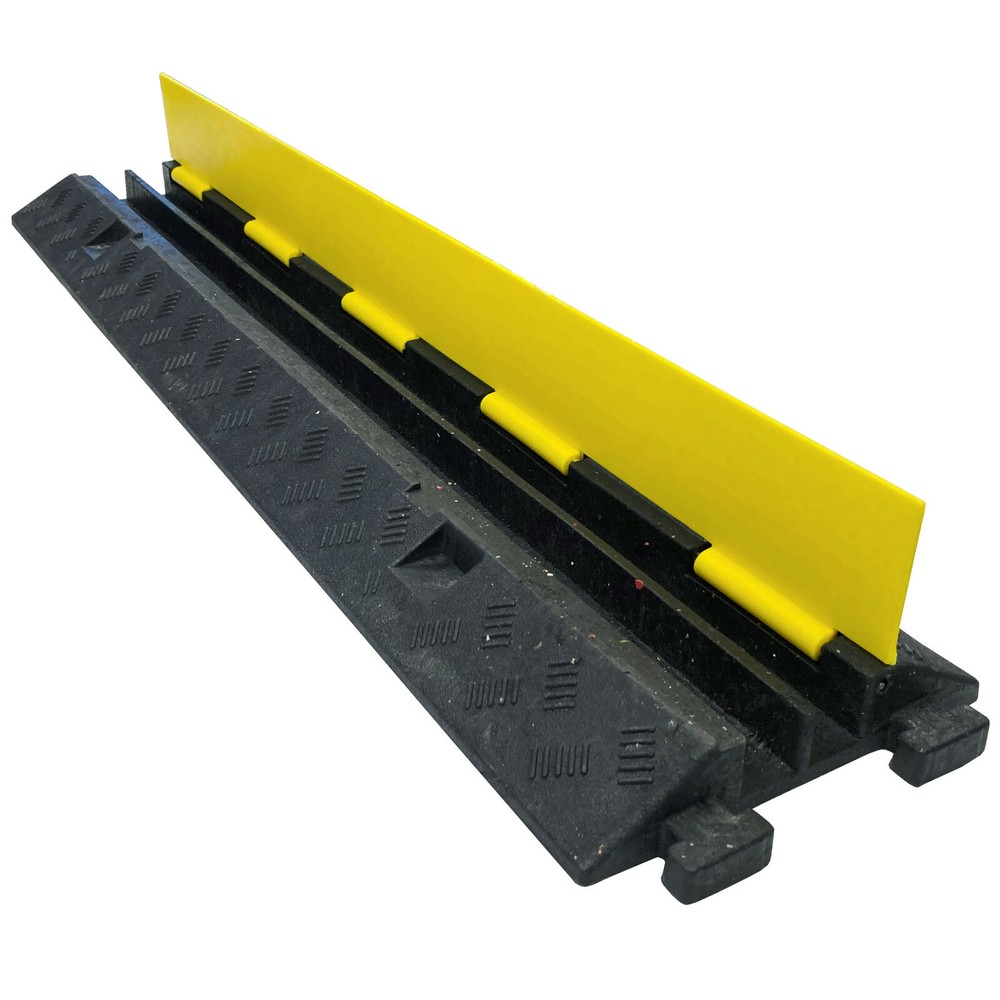 Electriduct 2 Channel Heavy Duty Rubber Cable Protector - Yellow Lid, Black Base