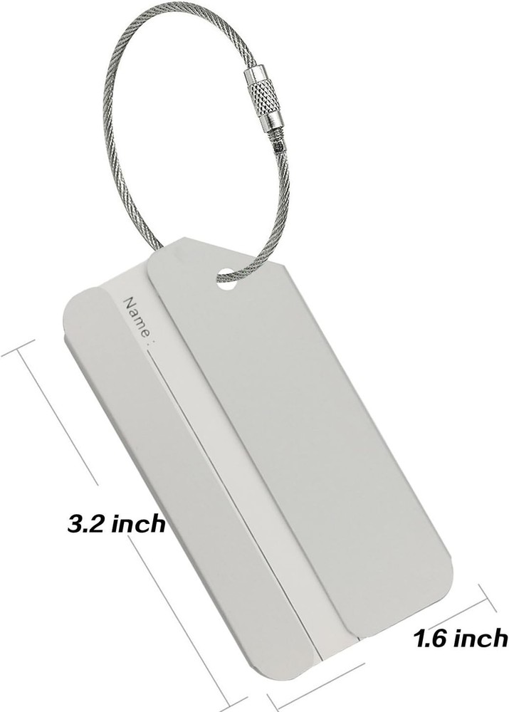 Durable Silver Luggage Tags - Lightweight 2 Pack for Easy Travel Identification