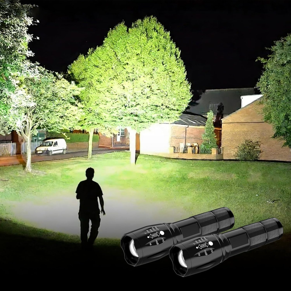 LED Flashlight 2 Pack, Small Flashlights Powerful High Lumens 5 Modes, Waterproo