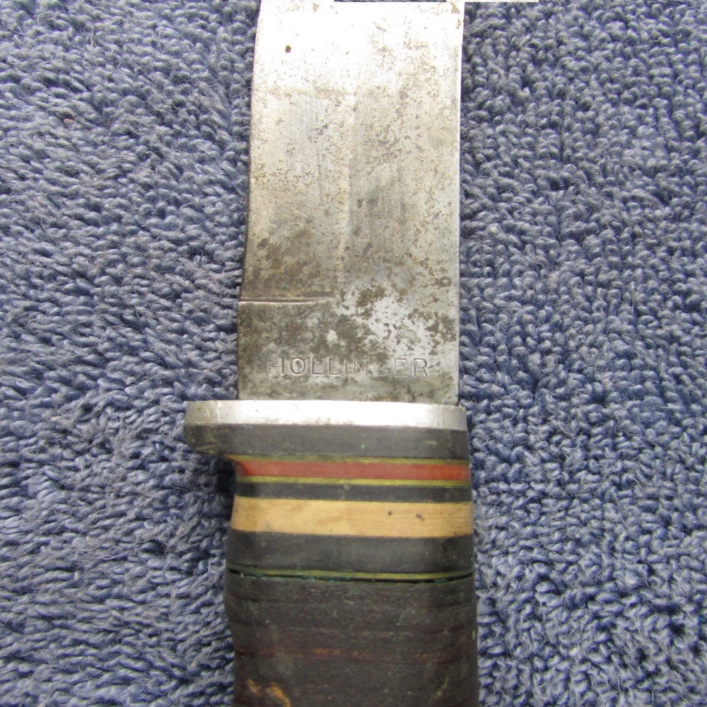 Hollinger Fixed Blade Knife Leather Handle / 5'' 1/2 Blade