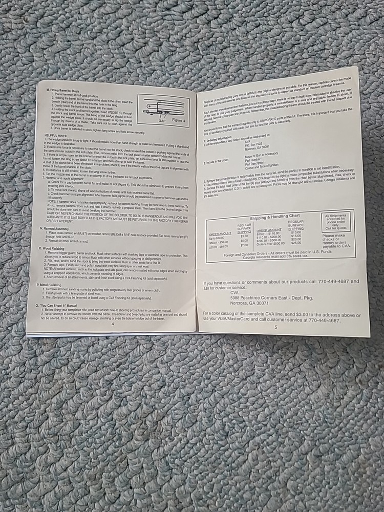 CVA PLAINSHUNTER Kit Instruction BOOKLET